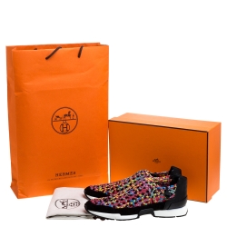 مملوكة مسبقًا Hermes Multicolour Braided Fabric Cavalcadour Print Oxygene Sneakers Size 39
