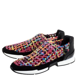 مملوكة مسبقًا Hermes Multicolour Braided Fabric Cavalcadour Print Oxygene Sneakers Size 39