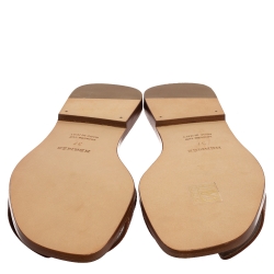Pre Owned Hermes Brown Leather Oran Sandals Size 37