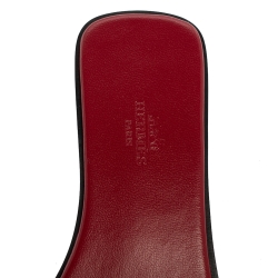 Pre Owned Hermes Burgundy Patent Leather View Flats Size 37