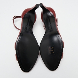 Pre Owned Hermes Burgundy Leather Night Ankle-Strap Sandals Size 39