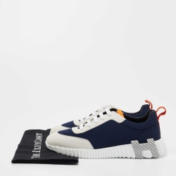 Hermès  Navy Blue/Grey Suede and Nylon Boucning Sneakers Size 39