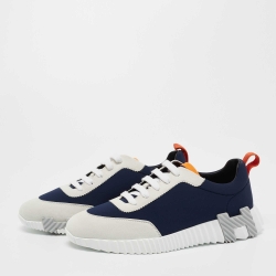 Hermès  Navy Blue/Grey Suede and Nylon Boucning Sneakers Size 39