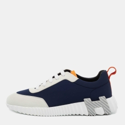 Hermès  Navy Blue/Grey Suede and Nylon Boucning Sneakers Size 39