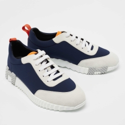 Hermès  Navy Blue/Grey Suede and Nylon Boucning Sneakers Size 39