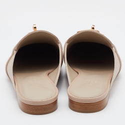 Hermes Beige Leather Oz Flat Mules Size 38