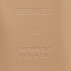 Hermes Beige Leather Oz Flat Mules Size 38