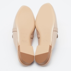 Hermes Beige Leather Oz Flat Mules Size 38