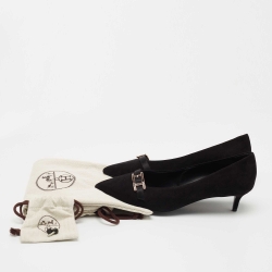 Hermes Black Suede Blush Pumps Size 39
