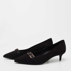 Hermes Black Suede Blush Pumps Size 39