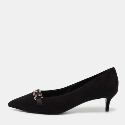 Hermes Black Suede Blush Pumps Size 39