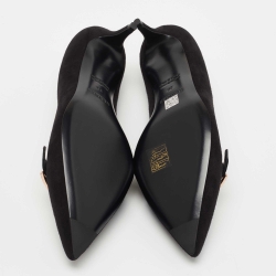 Hermes Black Suede Blush Pumps Size 39