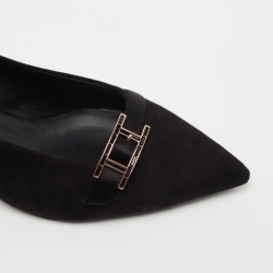 Hermes Black Suede Blush Pumps Size 39