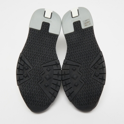 Hermes Black/White Fabric and Suede Addict Sneakers Size 39.5