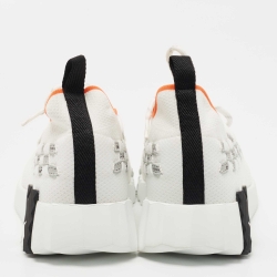 مملوكة مسبقًا Hermes White Knit Fabric Flex Sneakers Size 36.5