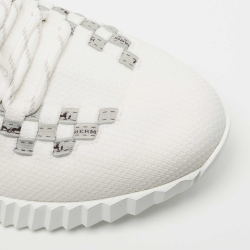 مملوكة مسبقًا Hermes White Knit Fabric Flex Sneakers Size 36.5