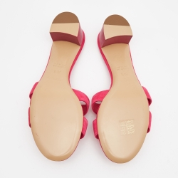 Pre Owned Hermes Pink Suede Oasis Slide Sandals Size 37.5