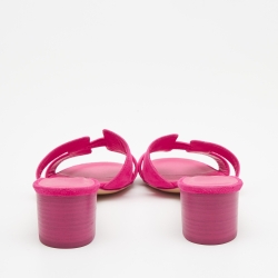 Pre Owned Hermes Pink Suede Oasis Slide Sandals Size 37.5