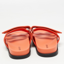 Pre Owned Hermes Orange Leather Chypre  Sandals Size 39.5