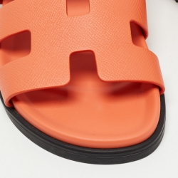 Pre Owned Hermes Orange Leather Chypre  Sandals Size 39.5