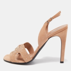 Hermes Beige Suede Night Slingback Sandals Size 38