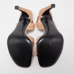 Hermes Beige Suede Night Slingback Sandals Size 38