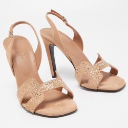 Hermes Beige Suede Night Slingback Sandals Size 38