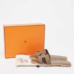 Pre Owned Hermes Brown Leather Oran  Sandals Size 40