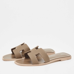 Pre Owned Hermes Brown Leather Oran  Sandals Size 40