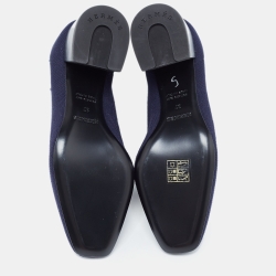 مملوكة مسبقًا Hermes Navy Blue Knit Fabric Volver Boots Size 37