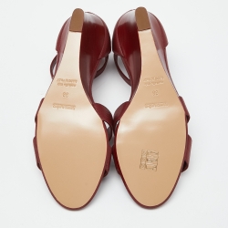 Pre Owned Hermes Burgundy Leather Legend Wadge Sandals Size 38