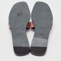 Hermès Pink Velvet Oran Flat Slides Size 38 
