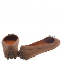 Pre Owned Hermes Brown Leather Liberty Ballet Flats Size 39