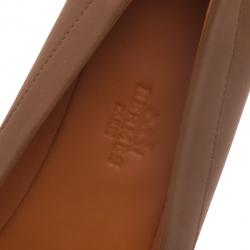 Pre Owned Hermes Brown Leather Liberty Ballet Flats Size 39