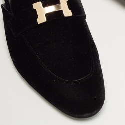 Hermes Black Velvet Trocadero Mules Size 39