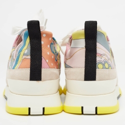 Pre Owned Hermes Multicolor Fabric and Suede Stadium Sneakers Size 38