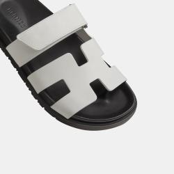 Hermes Black and white Rubber Chypre sandal