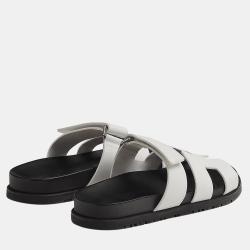 Hermes Black and white Rubber Chypre sandal