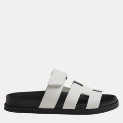 Hermes Black and white Rubber Chypre sandal