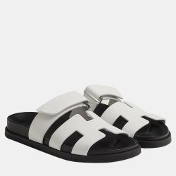 Hermes Black and white Rubber Chypre sandal