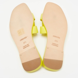 Hermes Yellow Leather Oran Flat Slides Size 37.5