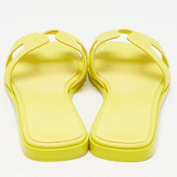 Hermes Yellow Leather Oran Flat Slides Size 37.5