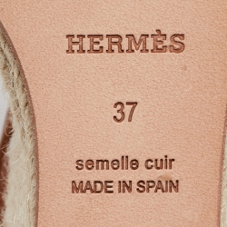 Pre Owned Hermes Beige/Brown Leather Espadrille Tipoli Sandals Size 37
