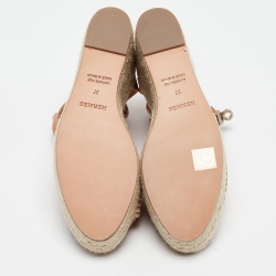 Pre Owned Hermes Beige/Brown Leather Espadrille Tipoli Sandals Size 37