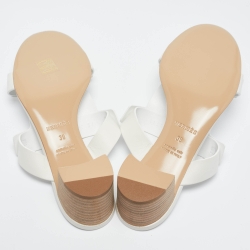 Pre Owned Hermès White Leather Invincible Slide Sandals Size 39