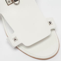 Pre Owned Hermès White Leather Invincible Slide Sandals Size 39