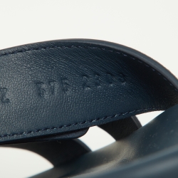 Pre Owned Hermes Blue Suede Chypre Velcro Strap Flat Sandals Size 37.5