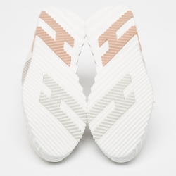 مملوكة مسبقًا Hermes White/Grey Suede and Mesh Bouncing Sneakers Size 38