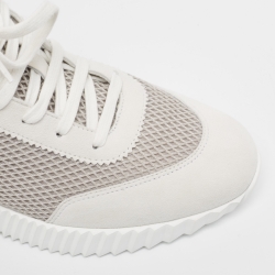 مملوكة مسبقًا Hermes White/Grey Suede and Mesh Bouncing Sneakers Size 38