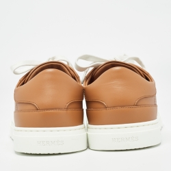 Pre Owned Hermès Brown Leather Day Low Top Sneakers Size 39